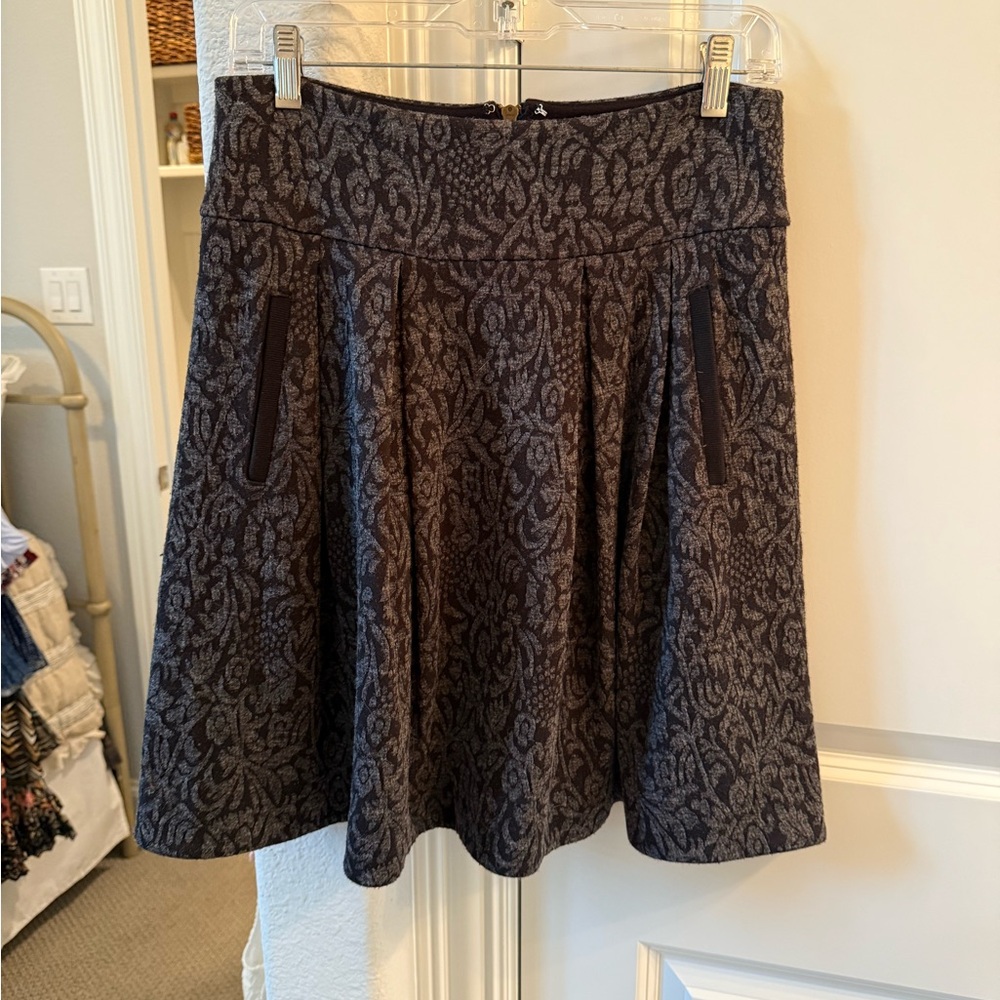 Anthropologie Maeve Black and Gray Skater Skirt